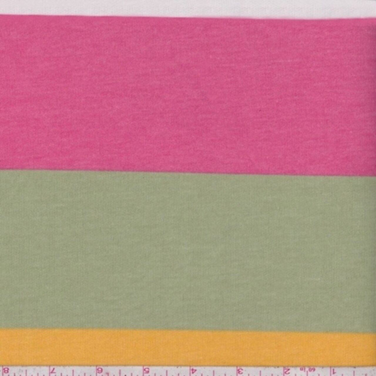 Celery/Pink/Gold Stripe Baby French Terry Knit Fabric By the Yard
